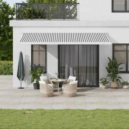 Toldo retráctil aluminio y tela gris antracita y blanco 5x3 m by , Awnings - Ref: Foro24-3216127, Price: 697,29 €, Discount: %