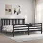 Bettgestell mit schwarzem Massivholzkopfteil 200x200 cm von vidaXL, Betten und Lattenroste - Ref: Foro24-3194270, Preis: 180,...