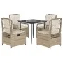 Set comedor de jardín 5 pzas con cojines ratán sintético beige by , Garden sets - Ref: Foro24-3263014, Price: 500,72 €, Disco...