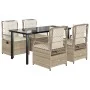 Set comedor de jardín 5 pzas con cojines ratán sintético beige von , Gartensets - Ref: Foro24-3263023, Preis: 565,07 €, Rabat...