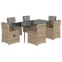 Set comedor de jardín 7 pzas con cojines ratán sintético beige by , Garden sets - Ref: Foro24-3262873, Price: 869,16 €, Disco...