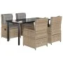 Set comedor de jardín 5 pzas con cojines ratán sintético beige by , Garden sets - Ref: Foro24-3262878, Price: 556,99 €, Disco...