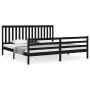 Bed frame with black solid wood headboard 200x200 cm by vidaXL, Beds and slatted bases - Ref: Foro24-3194270, Price: 177,89 €...