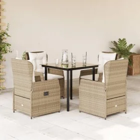 Set comedor de jardín 5 pzas con cojines ratán sintético beige by , Garden sets - Ref: Foro24-3262890, Price: 523,57 €, Disco...