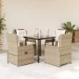 Set comedor de jardín 5 pzas con cojines ratán sintético beige von , Gartensets - Ref: Foro24-3262890, Preis: 523,57 €, Rabat...