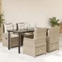 Set comedor de jardín 5 pzas con cojines ratán sintético beige by , Garden sets - Ref: Foro24-3262892, Price: 596,06 €, Disco...