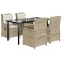 Set comedor de jardín 5 pzas con cojines ratán sintético beige by , Garden sets - Ref: Foro24-3262892, Price: 596,06 €, Disco...