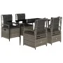 Set comedor de jardín 5 piezas con cojines ratán sintético gris von , Gartensets - Ref: Foro24-3262988, Preis: 563,78 €, Raba...