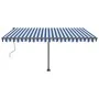 Toldo automático LED sensor de viento azul y blanco 450x350 cm by , Awnings - Ref: Foro24-3069851, Price: 914,23 €, Discount: %