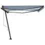 Toldo automático LED sensor de viento azul y blanco 450x350 cm by , Awnings - Ref: Foro24-3069851, Price: 914,23 €, Discount: %