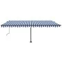 Toldo de pie automático azul y blanco 500x350 cm by , Awnings - Ref: Foro24-3069866, Price: 659,39 €, Discount: %
