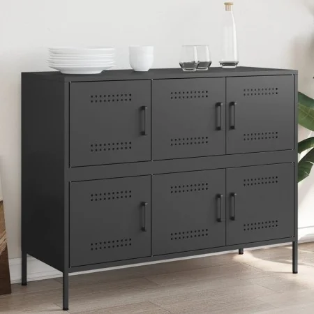 Aparador acero negro 100,5x39x79 cm de , Aparadores - Ref: Foro24-843096, Precio: 189,56 €, Descuento: %