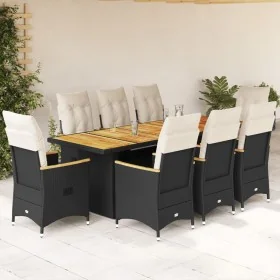 Set de mesa y sillas de jardín 9 pzas y cojines ratán PE negro von , Gartensets - Ref: Foro24-3277267, Preis: 1,00 €, Rabatt: %
