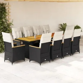 Set de mesa y sillas de jardín 11 pzas y cojines ratán PE negro von , Gartensets - Ref: Foro24-3277250, Preis: 1,00 €, Rabatt: %