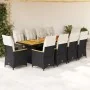 Set de mesa y sillas de jardín 11 pzas y cojines ratán PE negro by , Garden sets - Ref: Foro24-3277250, Price: 1,00 €, Discou...