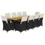 Set de mesa y sillas de jardín y cojines 11 pzas ratán PE negro by , Garden sets - Ref: Foro24-3277233, Price: 1,00 €, Discou...