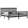 Bed frame with black solid wood headboard 200x200 cm by vidaXL, Beds and slatted bases - Ref: Foro24-3194270, Price: 177,89 €...