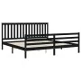Bed frame with black solid wood headboard 200x200 cm by vidaXL, Beds and slatted bases - Ref: Foro24-3194270, Price: 177,89 €...