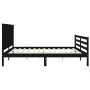 Bed frame with black solid wood headboard 200x200 cm by vidaXL, Beds and slatted bases - Ref: Foro24-3194270, Price: 177,89 €...