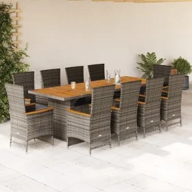 Set de comedor de jardín 11 pzas y cojines ratán sintético gris by , Garden sets - Ref: Foro24-3277549, Price: 1,00 €, Discou...