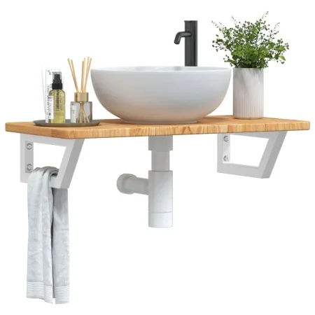 Estante de lavabo de pared de acero y madera maciza de roble von , Badezimmerwaschtische - Ref: Foro24-3302338, Preis: 81,07 ...