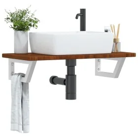 Estante de lavabo de pared de acero y madera maciza de roble by , bathroom vanities - Ref: Foro24-3302346, Price: 77,90 €, Di...
