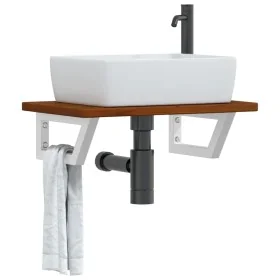 Estante de lavabo de pared de acero y madera maciza de roble by , bathroom vanities - Ref: Foro24-3302350, Price: 71,14 €, Di...