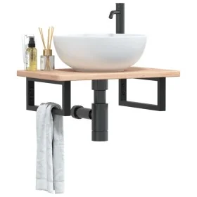 Estante de lavabo de pared de acero y madera maciza de roble by , bathroom vanities - Ref: Foro24-3302333, Price: 65,44 €, Di...