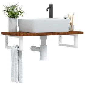 Estante de lavabo de pared de acero y madera maciza de roble by , bathroom vanities - Ref: Foro24-3302344, Price: 82,05 €, Di...