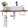 Estante de lavabo de pared de acero y madera maciza de roble de , Tocadores de baño - Ref: Foro24-3302344, Precio: 82,05 €, D...