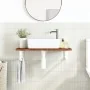 Estante de lavabo de pared de acero y madera maciza de roble de , Tocadores de baño - Ref: Foro24-3302344, Precio: 82,05 €, D...