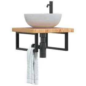 Estante de lavabo de pared de acero y madera maciza de roble von , Badezimmerwaschtische - Ref: Foro24-3302409, Preis: 94,54 ...