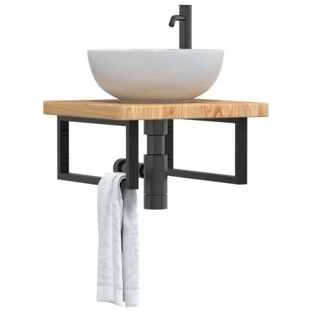 Estante de lavabo de pared de acero y madera maciza de roble by , bathroom vanities - Ref: Foro24-3302409, Price: 94,54 €, Di...