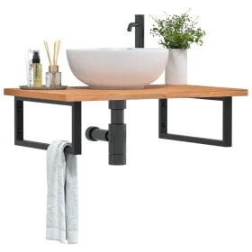 Estante de lavabo de pared de acero y madera maciza de haya von , Badezimmerwaschtische - Ref: Foro24-3302449, Preis: 97,77 €...