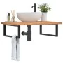 Estante de lavabo de pared de acero y madera maciza de haya von , Badezimmerwaschtische - Ref: Foro24-3302449, Preis: 97,77 €...