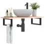 Estante de lavabo de pared de acero y madera maciza de roble de , Tocadores de baño - Ref: Foro24-3302545, Precio: 72,58 €, D...
