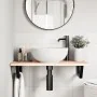 Estante de lavabo de pared de acero y madera maciza de roble de , Tocadores de baño - Ref: Foro24-3302547, Precio: 73,81 €, D...