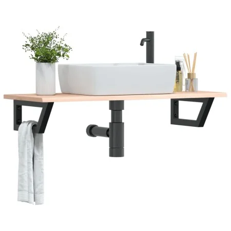 Estante de lavabo de pared de acero y madera maciza de roble von , Badezimmerwaschtische - Ref: Foro24-3302551, Preis: 83,09 ...