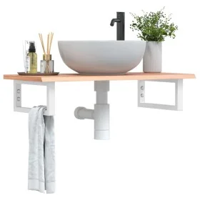 Estante de lavabo de pared de acero y madera maciza de roble by , bathroom vanities - Ref: Foro24-3302564, Price: 86,08 €, Di...
