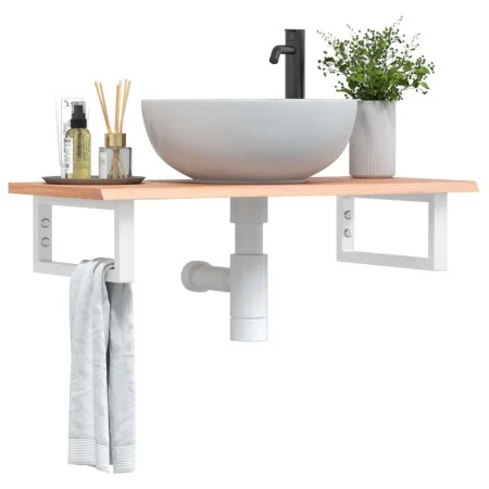 Estante de lavabo de pared de acero y madera maciza de roble by , bathroom vanities - Ref: Foro24-3302564, Price: 86,08 €, Di...
