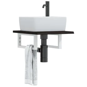 Estante de lavabo de pared de acero y madera maciza de roble von , Badezimmerwaschtische - Ref: Foro24-3302572, Preis: 60,06 ...