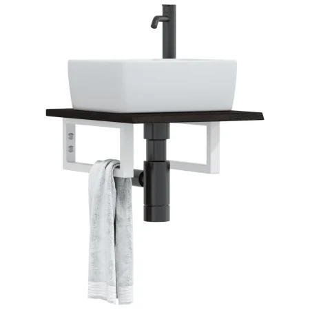 Estante de lavabo de pared de acero y madera maciza de roble by , bathroom vanities - Ref: Foro24-3302572, Price: 60,06 €, Di...