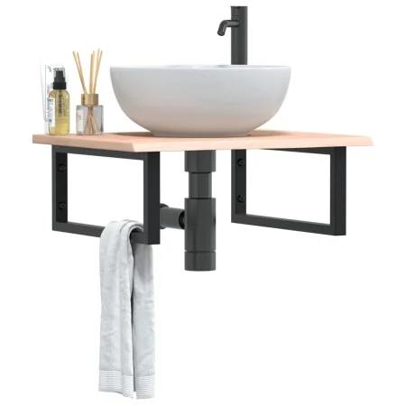 Estante de lavabo de pared de acero y madera maciza de roble by , bathroom vanities - Ref: Foro24-3302593, Price: 78,76 €, Di...