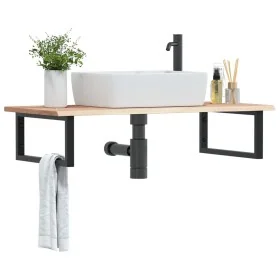 Estante de lavabo de pared de acero y madera maciza de roble von , Badezimmerwaschtische - Ref: Foro24-3302601, Preis: 100,90...