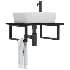 Estante de lavabo de pared de acero y madera maciza de roble von , Badezimmerwaschtische - Ref: Foro24-3302617, Preis: 85,06 ...