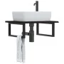 Estante de lavabo de pared de acero y madera maciza de roble de , Tocadores de baño - Ref: Foro24-3302617, Precio: 85,06 €, D...
