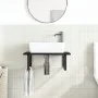 Estante de lavabo de pared de acero y madera maciza de roble de , Tocadores de baño - Ref: Foro24-3302617, Precio: 85,06 €, D...