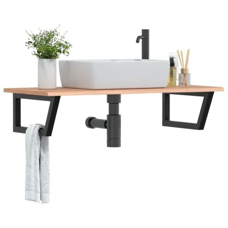 Estante de lavabo de pared de acero y madera maciza de roble von , Badezimmerwaschtische - Ref: Foro24-3302615, Preis: 109,06...