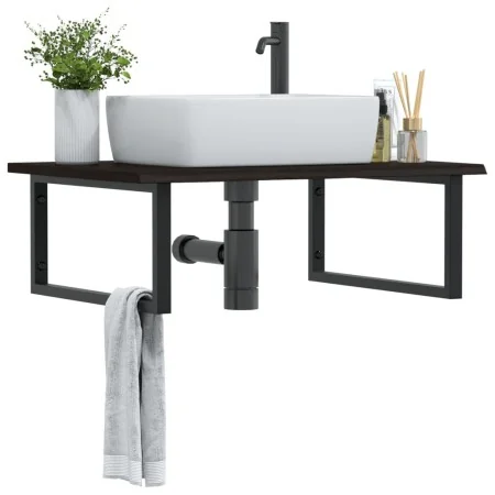 Estante de lavabo de pared de acero y madera maciza de roble by , bathroom vanities - Ref: Foro24-3302657, Price: 86,35 €, Di...