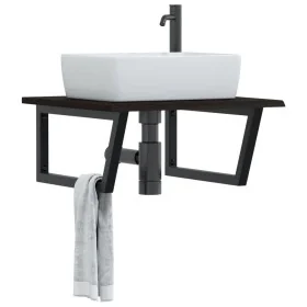 Estante de lavabo de pared de acero y madera maciza de roble von , Badezimmerwaschtische - Ref: Foro24-3302655, Preis: 75,72 ...